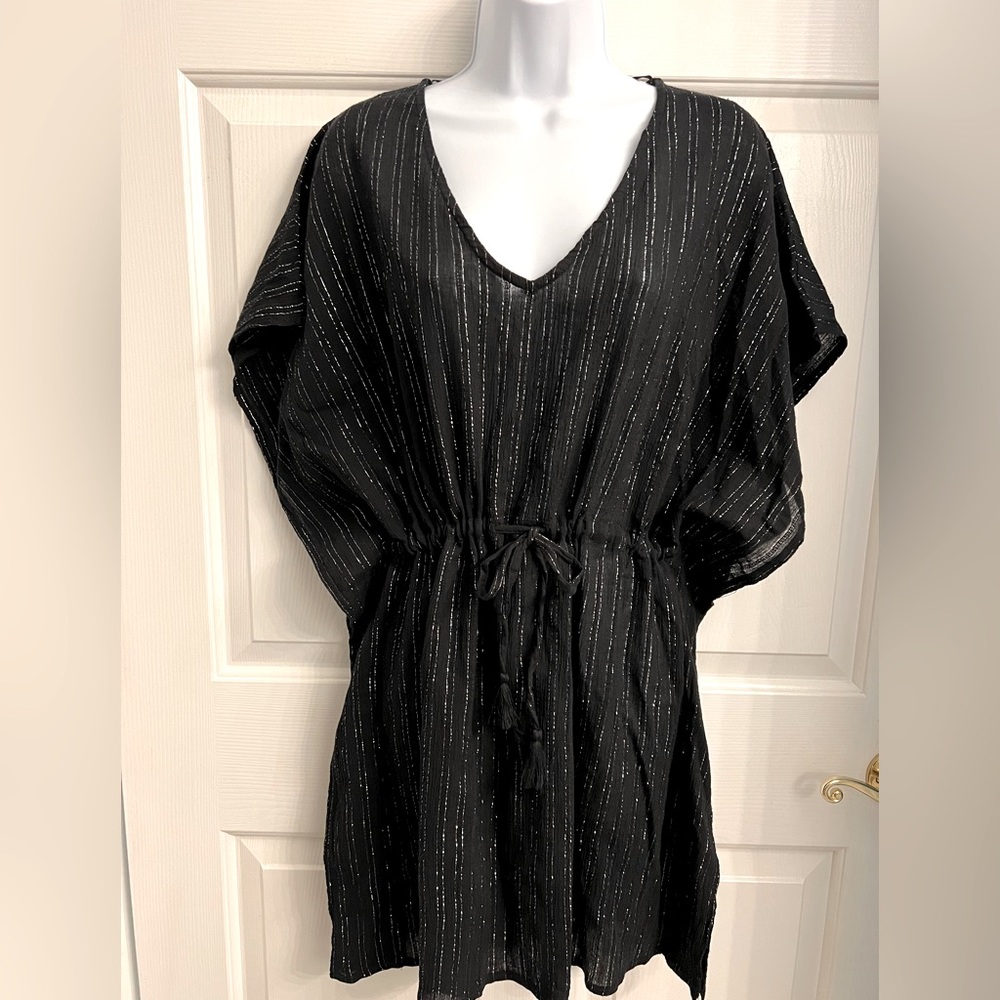 Black and silver swim cover up